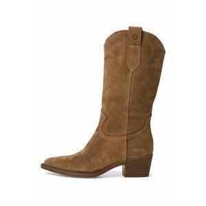 Cizme medii cowboy din piele cu varf ascutit - Caramel imagine