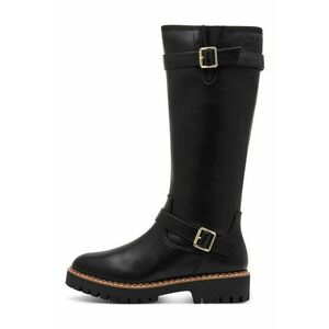 Cizme de piele ecologica cu catarame decorative - Negru imagine