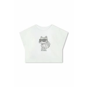 Tricou crop din bumbac cu strasuri - Alb imagine