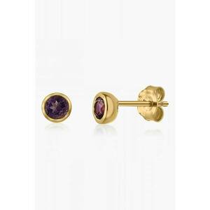 Cercei placati cu aur de 14K si decorati cu ametiste - Auriu/Violet imagine