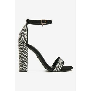Sandale cu toc din textil - Negru imagine