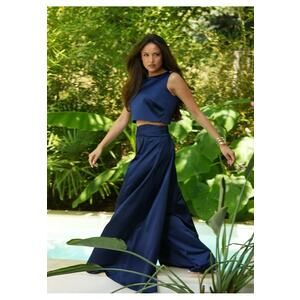 Pantaloni Palazzo Navy - Bleumarin imagine