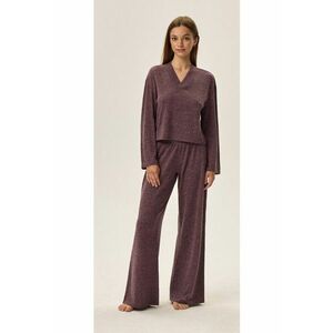 Pijamale dama - violet - material tricotat din viscoza - decolteu in V - lungi imagine