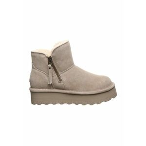 Ghete flatform de piele intoarsa cu fermoar - Maro taupe imagine
