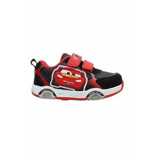 Pantofi sport de piele ecologica cu velcro si Lightning McQueen - Rosu/Negru/Gri imagine