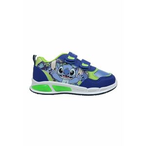 Pantofi sport low-cut cu Stitch si velcro - Albastru royal/Verde lime imagine