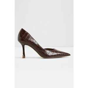 Pantofi din piele ecologica cu toc clasic Livianna - Maro cognac imagine