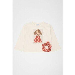 Set de bluza cu imprimeu si elastic de par - Alb fildes imagine