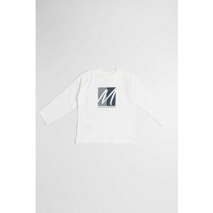 Bluza de bumbac cu decolteu rotund si imprimeu grafic - Alb/Bleumarin imagine