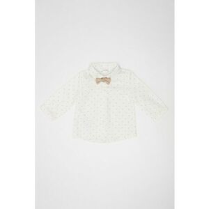Camasa cu papion - Alb/Maro camel imagine