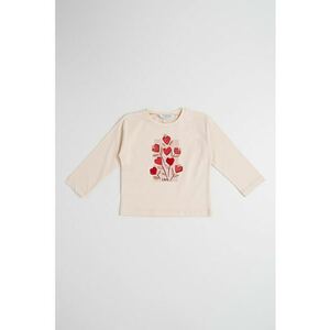 Bluza de bumbac cu imprimeu - Bej/Roz imagine