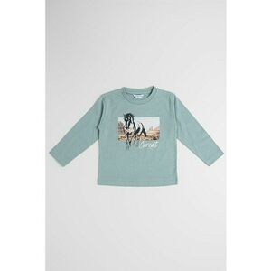 Bluza cu decolteu rotund si model grafic - Verde pal imagine