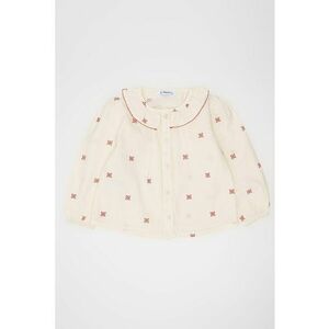 Camasa cu guler babydoll - Visiniu/Alb murdar imagine