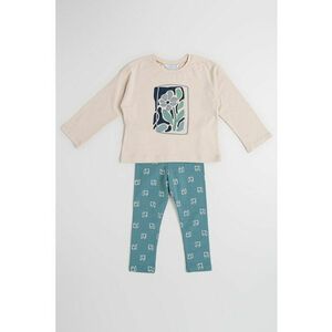 Set de bluza si colanti - 2 piese - Verde persan/Bej deschis imagine