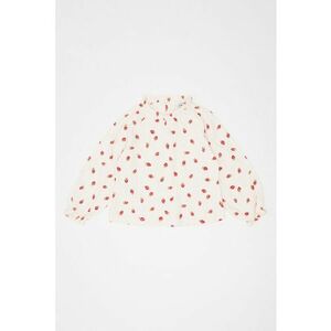 Bluza texturata cu volane - Rosu/Alb imagine