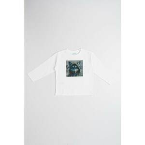 Bluza de bumbac cu imprimeu - Alb/Albastru petrol imagine