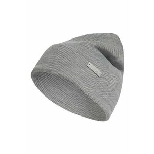 Caciula tricotata unisex cu logo metalic - Gri imagine