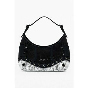 Geanta cu bareta de umar si aspect contrastant - Negru imagine