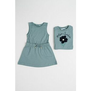 Set de rochie si bluza cu broderii - 2 piese - Verde pal imagine