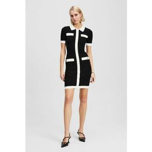 Rochie cambrata cu buzunare aplicate - Negru/Alb optic imagine