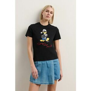 Tricou cu imprimeu si text brodat - Negru imagine