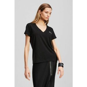 Tricou din amestec de in cu logo - Negru imagine