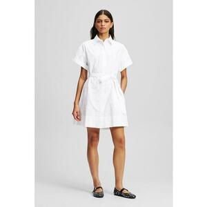 Rochie cu croiala in A si logo brodat - Alb optic imagine