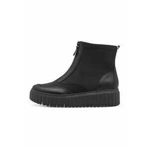 Ghete de piele cu garnituri din material textil - Negru imagine