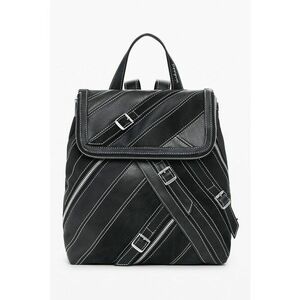 Rucsac din piele ecologica cu catarame decorative - Negru imagine