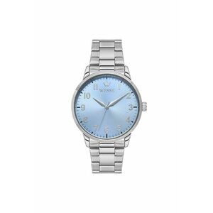 Ceas barbatesc 41-46 mm - curea din otel gri metalizat - mecanism quartz - rezistenta la apa 5 ATM imagine