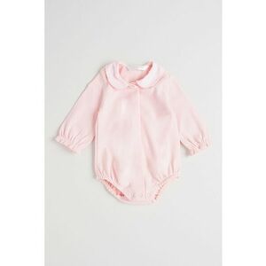 Body de bumbac cu maneci lungi - Roz pastel imagine