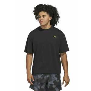 Tricou din amestec de bumbac cu decolteu la baza gatului - Negru/Verde lime imagine