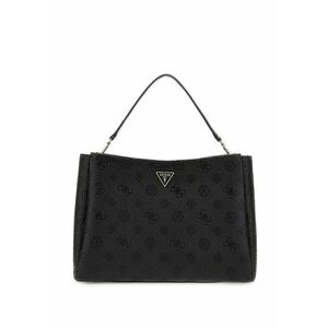 Geanta din piele ecologica cu bareta de umar si model logo - Negru imagine