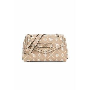 Geanta crossbody cu model monograma - Maro nisip/Alb murdar imagine