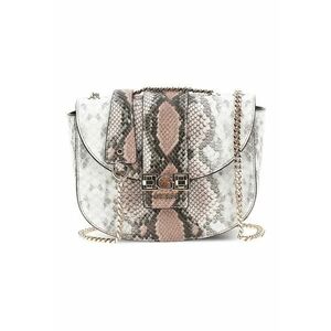 Geanta crossbody cu model reptila - Maro/Alb murdar imagine