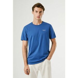 Tricou slim fit cu logo discret - Albastru royal imagine