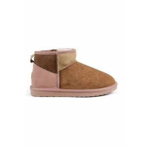 Ghete slip-on de piele intoarsa cu model colorblock - Caramel/Roz prafuit/Bej deschis imagine