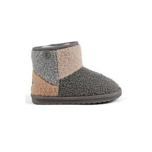 Ghete slip-on din teddy cu captuseala de lana - Gri deschis/Bej deschis/Maro camel imagine