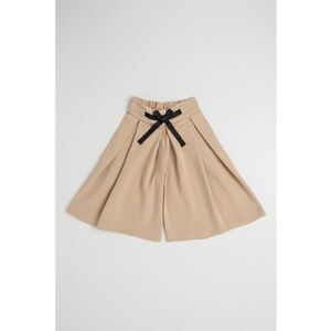 Pantaloni scurti evazati cu talie elastica - Maro nisip imagine
