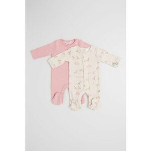 Set de pijama cu botosei si imprimeu - 2 piese - Roz pastel/Bej deschis imagine