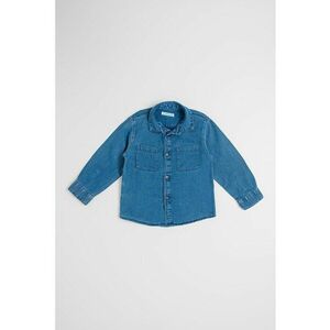 Camasa din denim si amestec de lyocell si buzunare pe piept - Albastru royal imagine