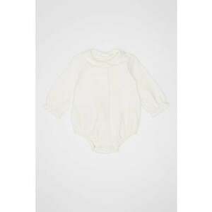 Body din bumbac cu model uni - Alb fildes imagine