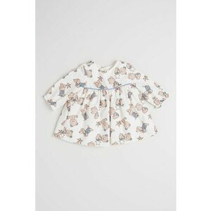 Rochie evazata cu model - Alb fildes/Albastru prafuit/Maro deschis imagine