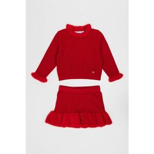 Set de pulover tricotat si fusta - Rosu imagine