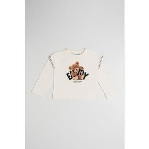 Bluza de bumbac cu model grafic - Alb fildes/Maro imagine
