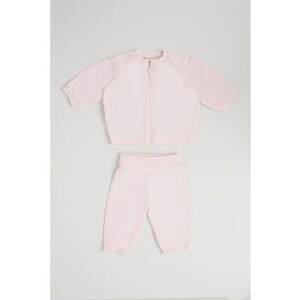 Set de trening cu fermoar - gluga si bluza - 3 piese - Alb/Roz deschis imagine