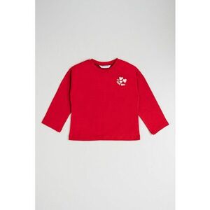 Bluza de bumbac cu imprimeu - Rosu imagine