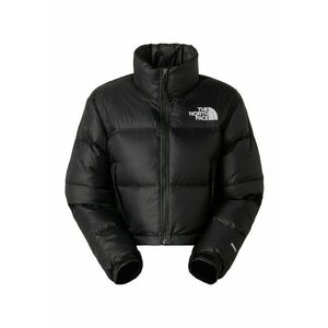 Geaca crop cu guler inalt - Negru/Negru stins imagine