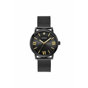 Ceas barbatesc 42 mm - curea din otel - negru - mecanism quartz - rezistenta la apa 5 ATM imagine