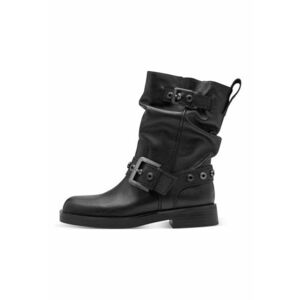 Ghete de piele cu bareta decorativa cu catarama - Negru imagine